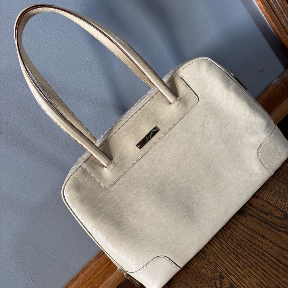 Vintage Gucci Beige Leather Structured Tote with Dust Bag